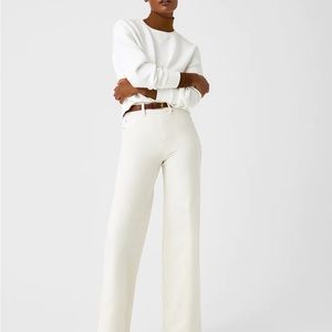 NWT Spanx wide legs front seam jeans. Size Large Regular. Color Ecru $168